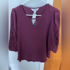 Market & Spruce Hersten Embroidery Detail Top - Purple - SP